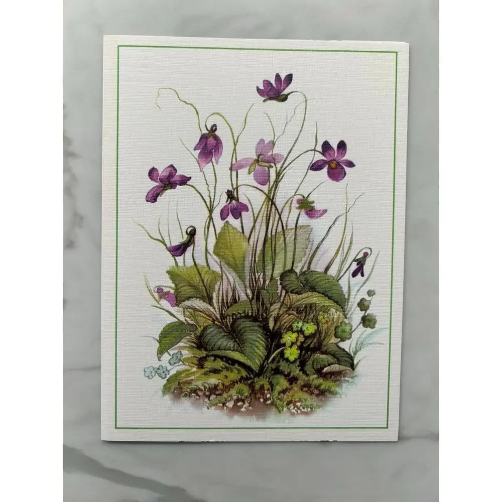 Set of 6 Vintage Floral & Cottage Note Cards, No Envelopes